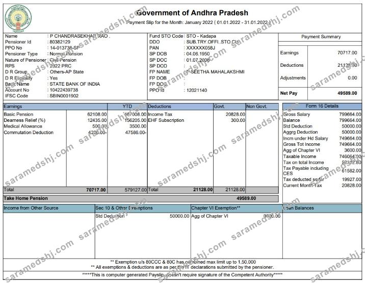 Government of Andhra Pradesh Paystub